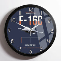 Thumbnail for F-16C Block 50 Clear The Way design on navy blue framed wall clock