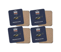 Thumbnail for Robinson R66 design on navy blue 4 pieces set coaster