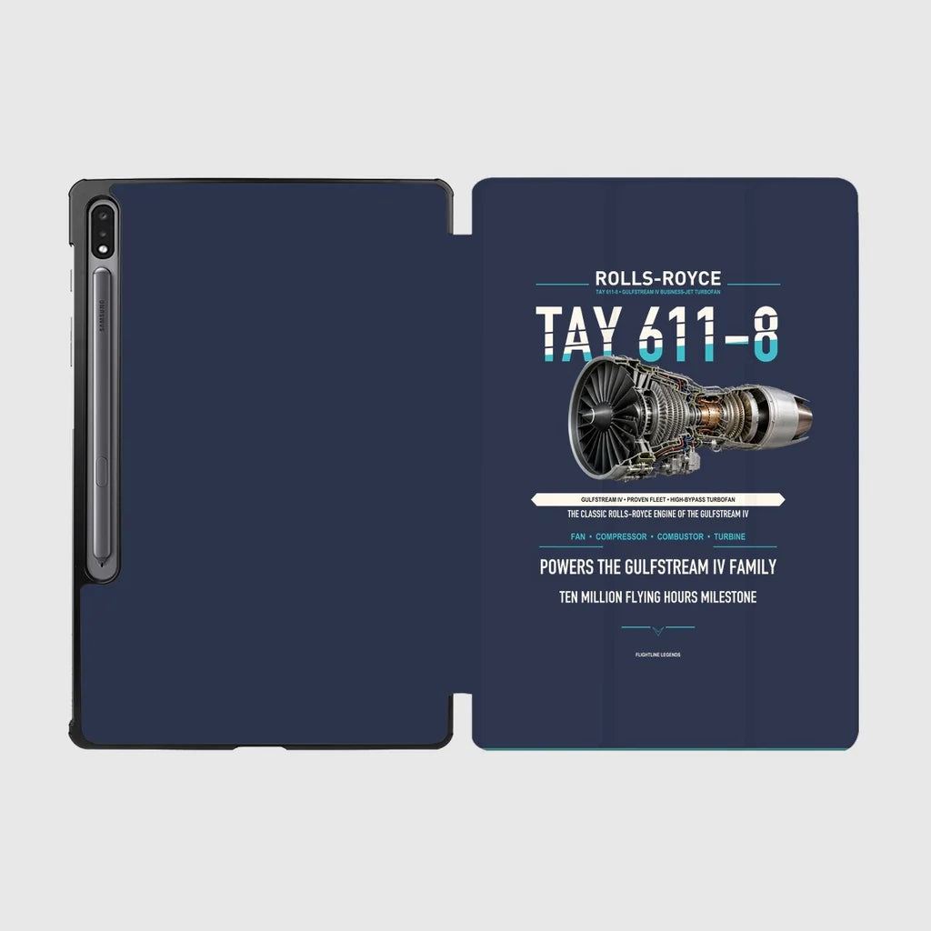 TAY 611-8 design on navy blue samsung tablet tablet case