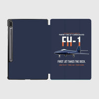 Thumbnail for FH-1 Phantom First Jet Takes the Deck design on navy blue samsung tablet tablet case