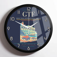 Thumbnail for Great Falls International Airport (GTF) design on navy blue framed wall clock
