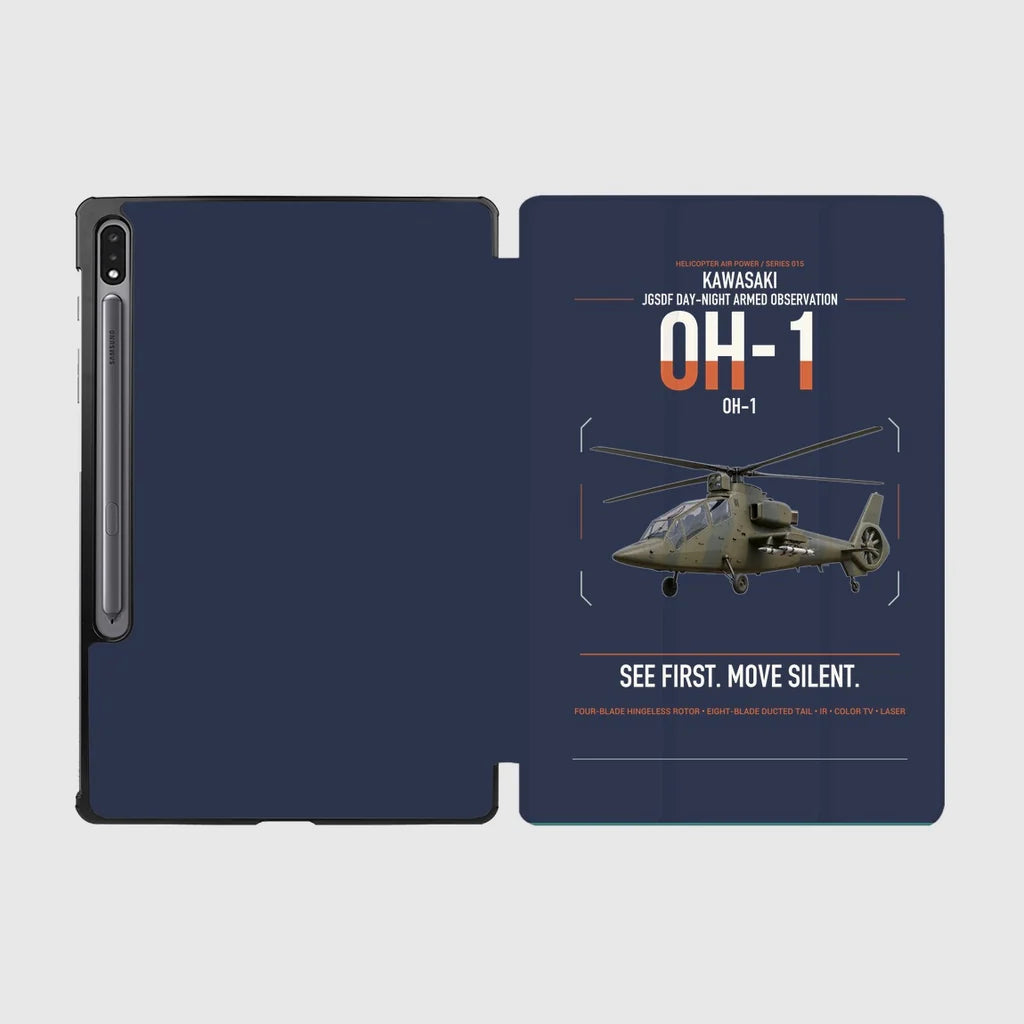 Kawasaki OH-1 design on navy blue samsung tablet tablet case