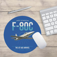 Thumbnail for F-80C Shooting Star design on blue round mouse pad