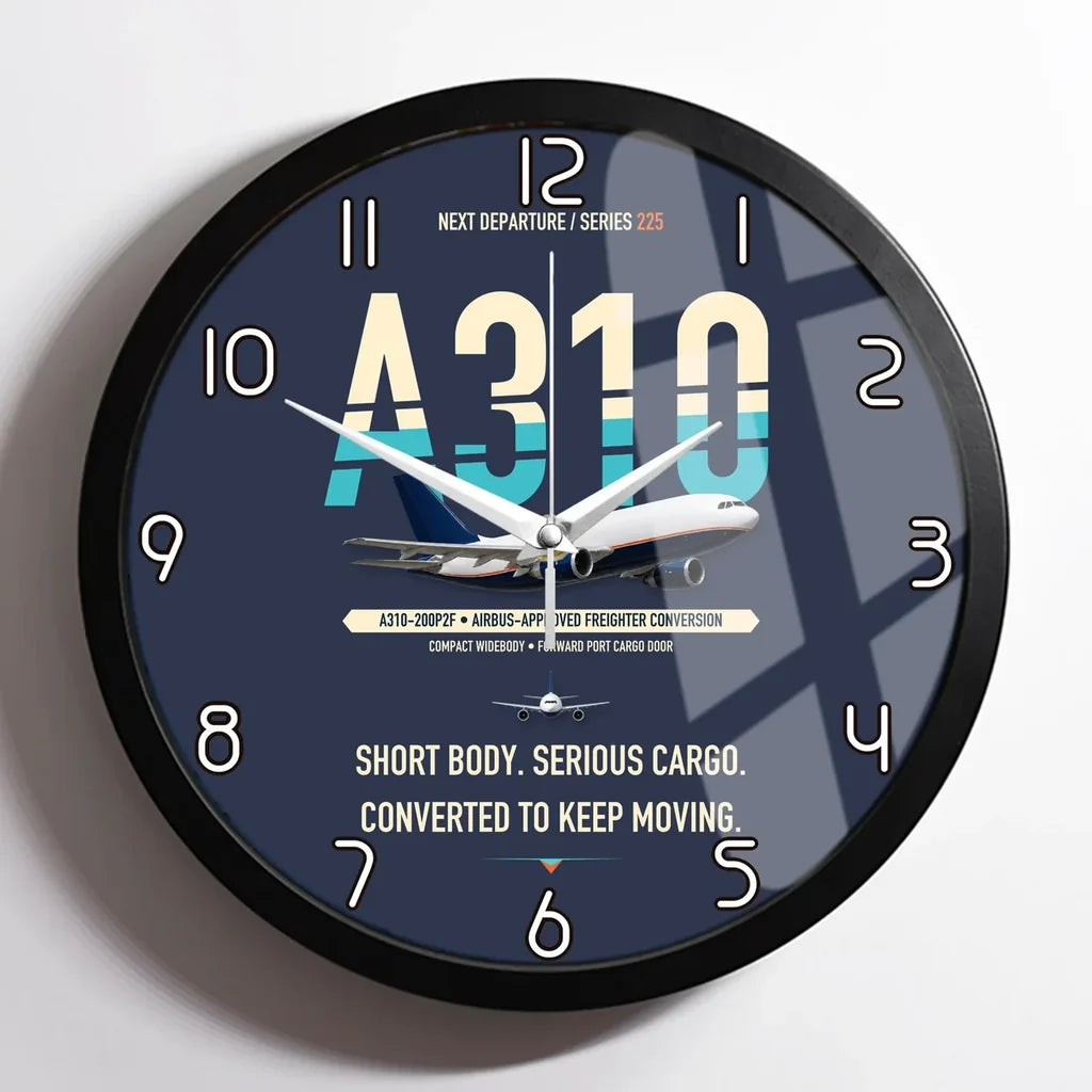 Airbus A310-200P2F design on navy blue framed wall clock
