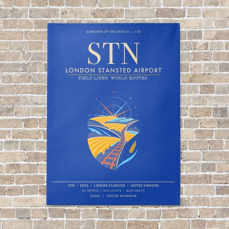 London Stansted Airport STN - Canvas Framed - Blue