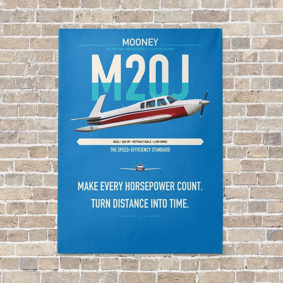 Mooney M20J 201 vertical canvas print - no frame - turquoise background