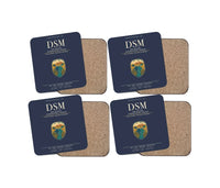 Thumbnail for Des Moines International Airport (DSM) design on navy blue 4 pieces set coaster