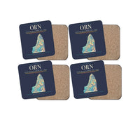Thumbnail for Ahmed Ben Bella Airport (ORN) design on navy blue 4 pieces set coaster