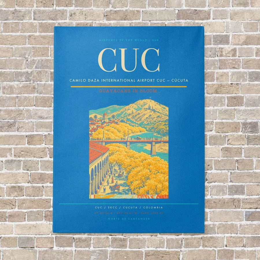 Camilo Daza International Airport CUC — Cúcuta vertical canvas print - no frame - turquoise background