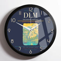 Thumbnail for Dalaman Airport (DLM) design on navy blue framed wall clock