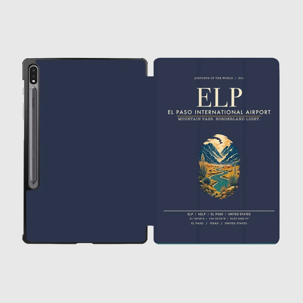 El Paso International Airport (ELP) design on navy blue samsung tablet tablet case