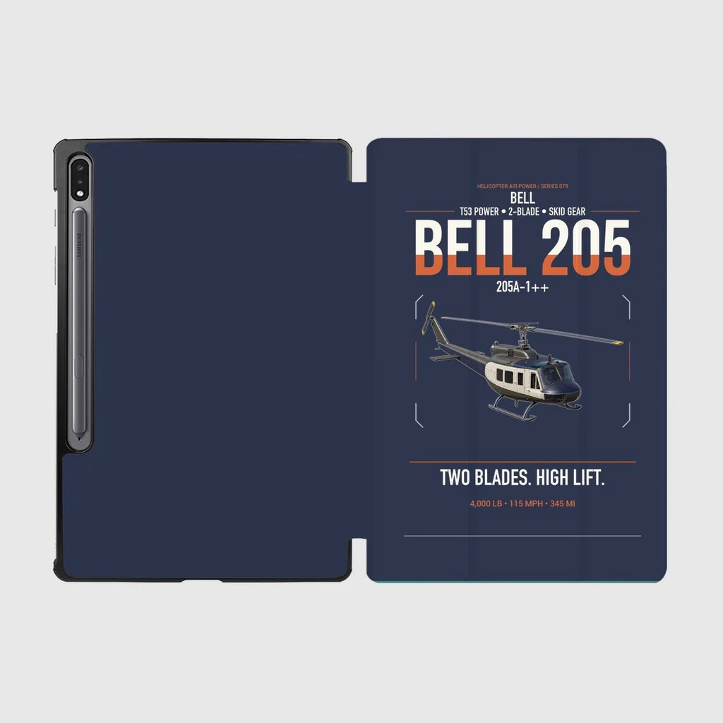 Bell 205A-1++ design on navy blue samsung tablet tablet case
