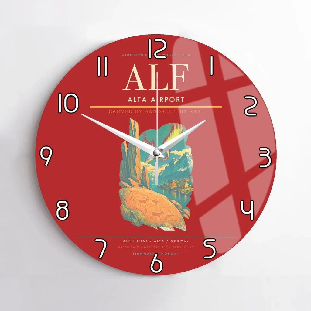 Alta Airport ALF Wall-Clock No-Frame - Red