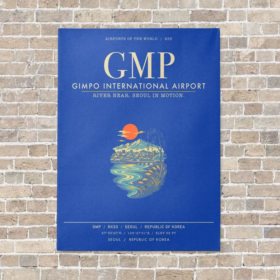 Gimpo International Airport GMP - Canvas Framed - Blue
