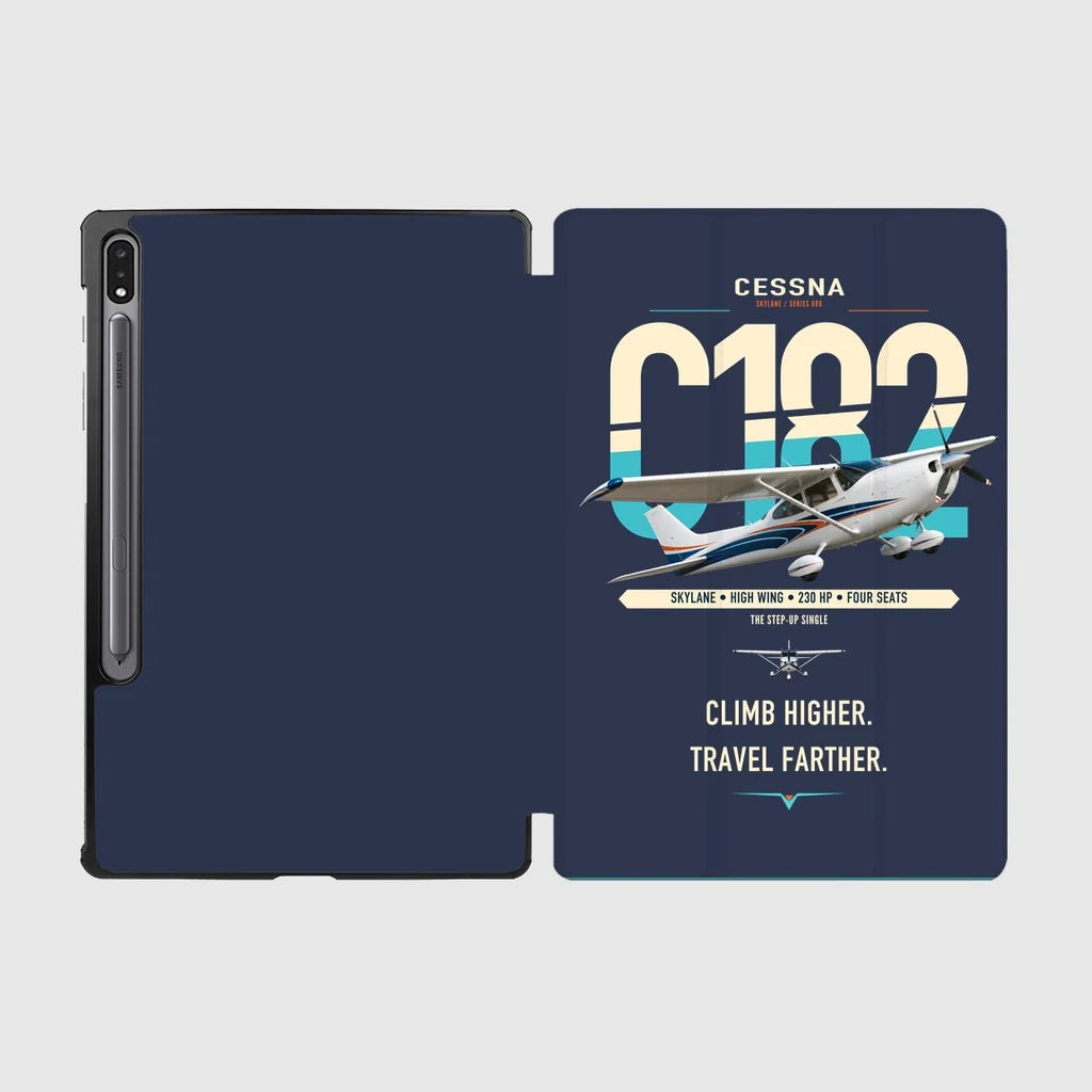 Cessna 182 Skylane design on navy blue samsung tablet tablet case