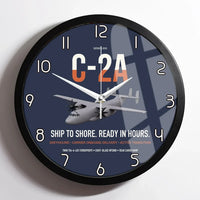 Thumbnail for C-2A Greyhound design on navy blue framed wall clock