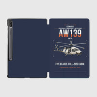 Thumbnail for Leonardo AW139 design on navy blue samsung tablet tablet case