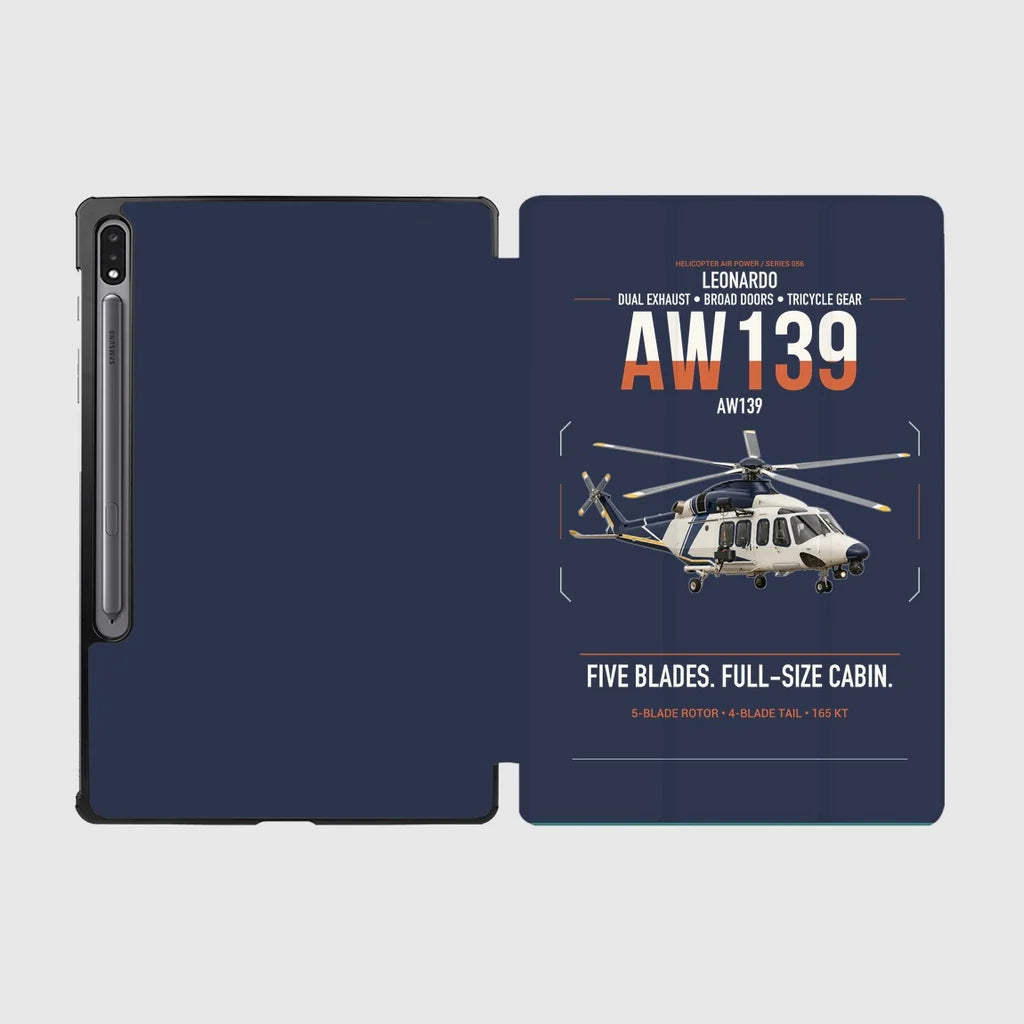 Leonardo AW139 design on navy blue samsung tablet tablet case