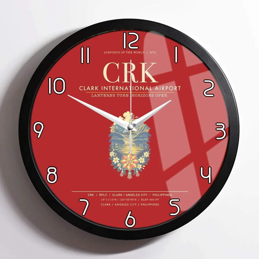 Clark International Airport CRK Wall-Clock Framed - Red