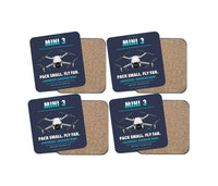 Thumbnail for DJI Mini 3 design on navy blue 4 pieces set coaster