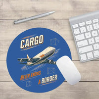 Thumbnail for Cargo Never Knows A Border design on blue round mouse pad