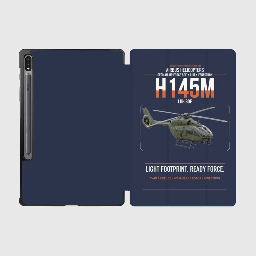 Airbus Helicopters H145M LUH SOF design on navy blue samsung tablet tablet case
