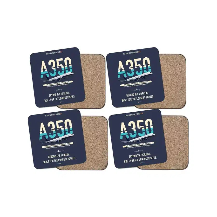Airbus A350-1000ULR design on navy blue 4 pieces set coaster