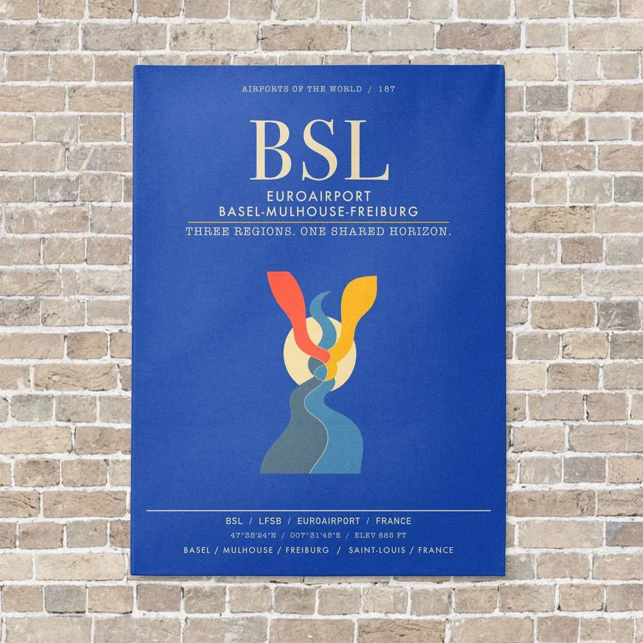 EuroAirport Basel-Mulhouse-Freiburg BSL - Canvas Framed - Blue