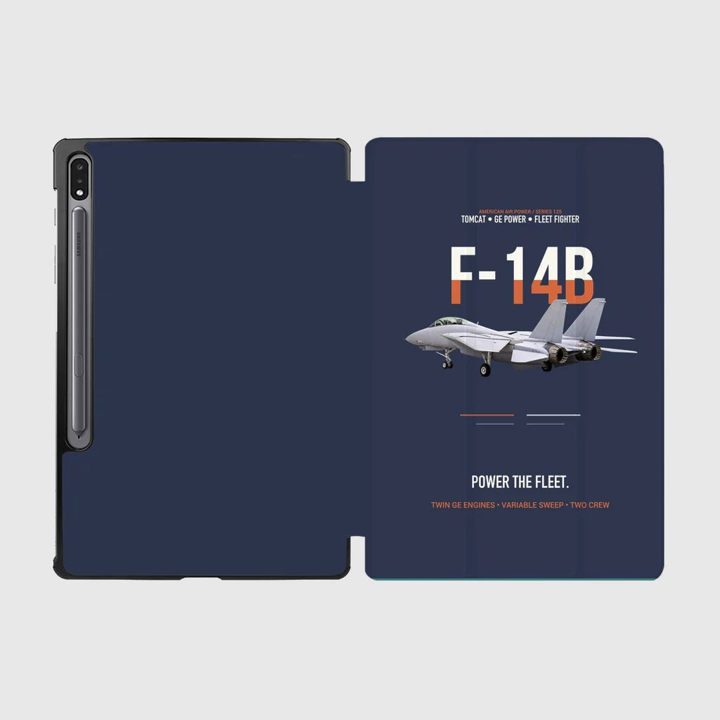 F-14B Tomcat Power The Fleet design on navy blue samsung tablet tablet case