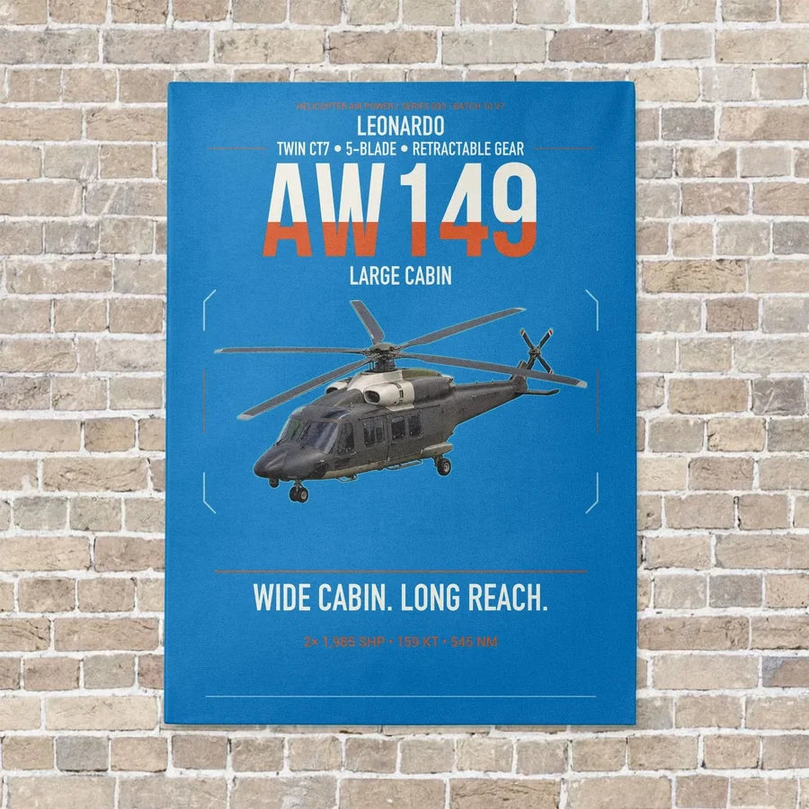 Leonardo AW149 vertical canvas print - no frame - turquoise background