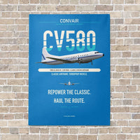 Thumbnail for Convair 580 vertical canvas print - no frame - turquoise background