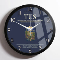 Thumbnail for Tucson International Airport (TUS) design on navy blue framed wall clock