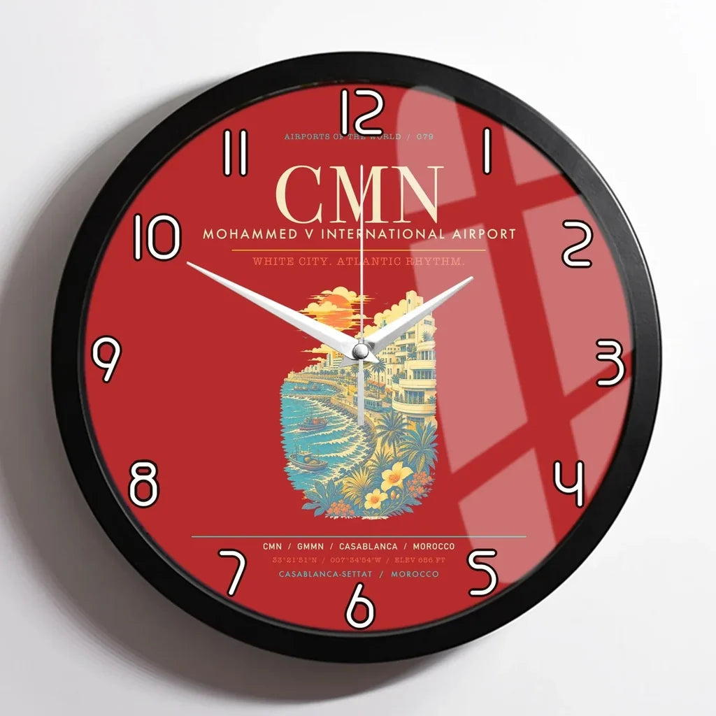 Casablanca Mohammed V International Airport CMN Wall-Clock Framed - Red