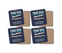 Thumbnail for Socata TBM 850 design on navy blue 4 pieces set coaster