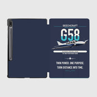 Thumbnail for Beechcraft Baron G58 design on navy blue samsung tablet tablet case