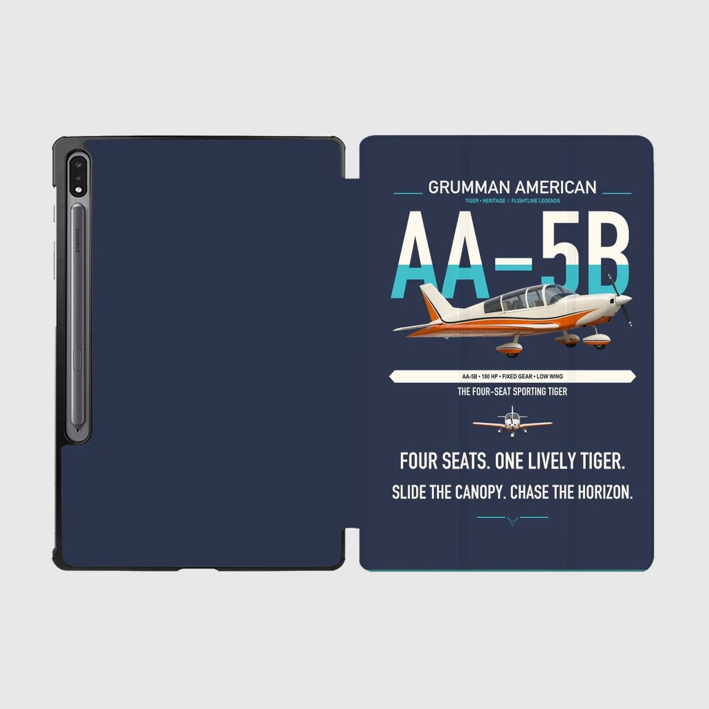Grumman American AA-5B Tiger design on navy blue samsung tablet tablet case