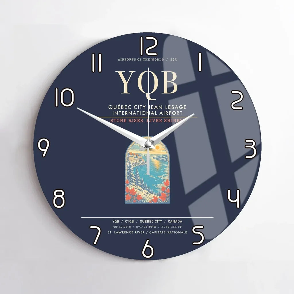 Quebec City Jean Lesage International Airport YQB Wall-Clock No-Frame - Navy Blue