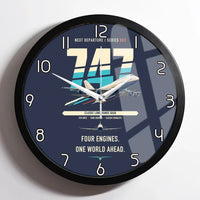 Thumbnail for Boeing 747-400 design on navy blue framed wall clock