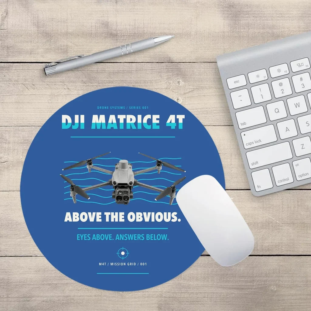 DJI Matrice 4T design on blue round mouse pad