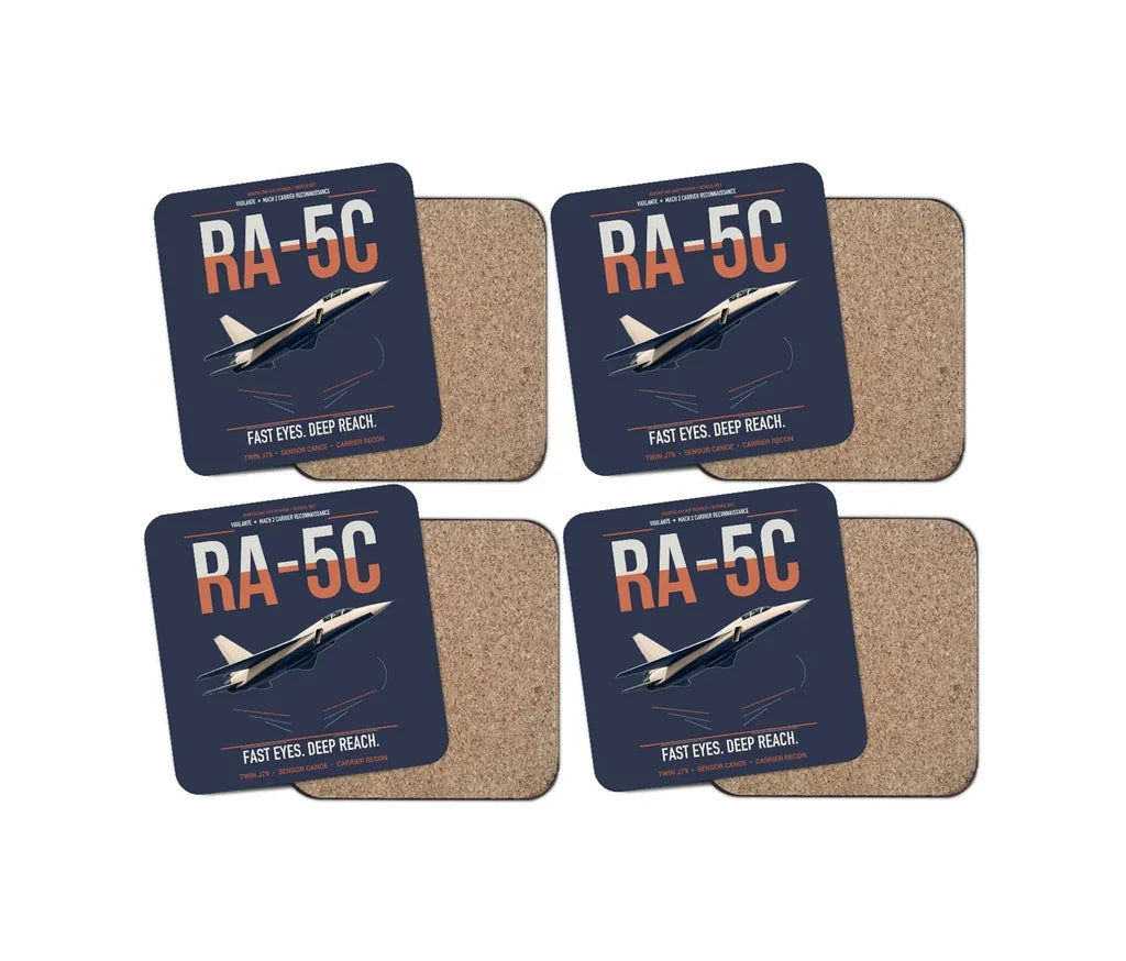 RA-5C Vigilante design on navy blue 4 pieces set coaster