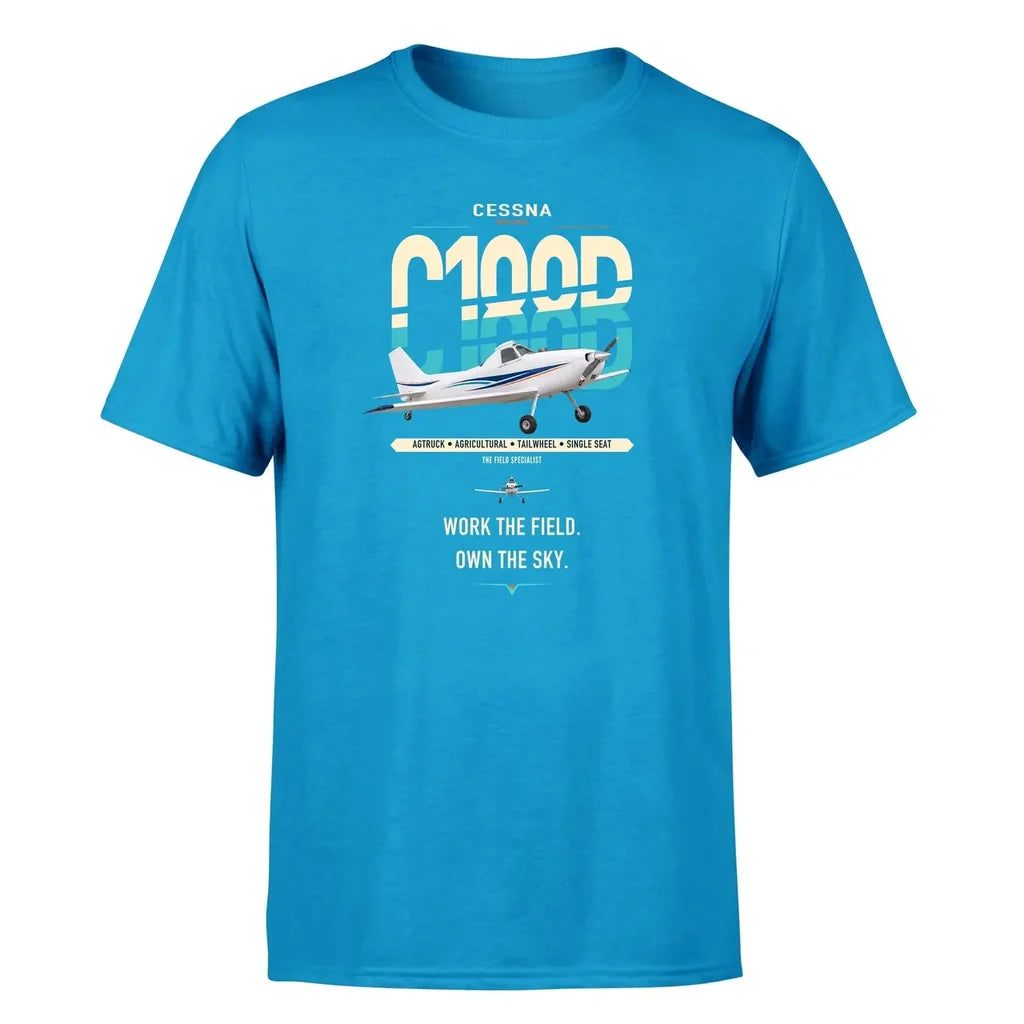 Cessna A188B AgTruck design on turquoise t-shirt, single-side print