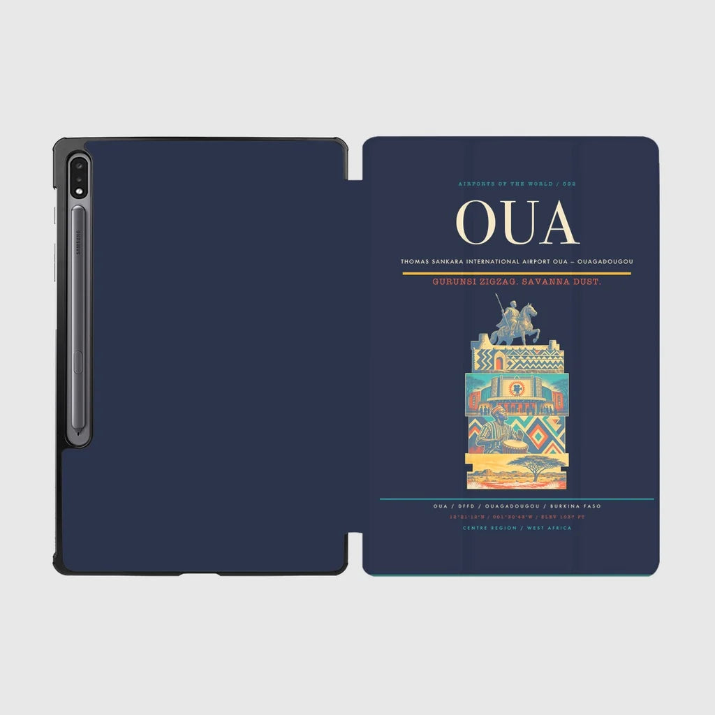 Thomas Sankara International Airport (OUA) design on navy blue samsung tablet tablet case