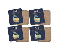 Thumbnail for Eastern Oregon Regional Airport (PDT) design on navy blue 4 pieces set coaster