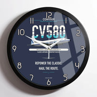 Thumbnail for Convair 580 design on navy blue framed wall clock