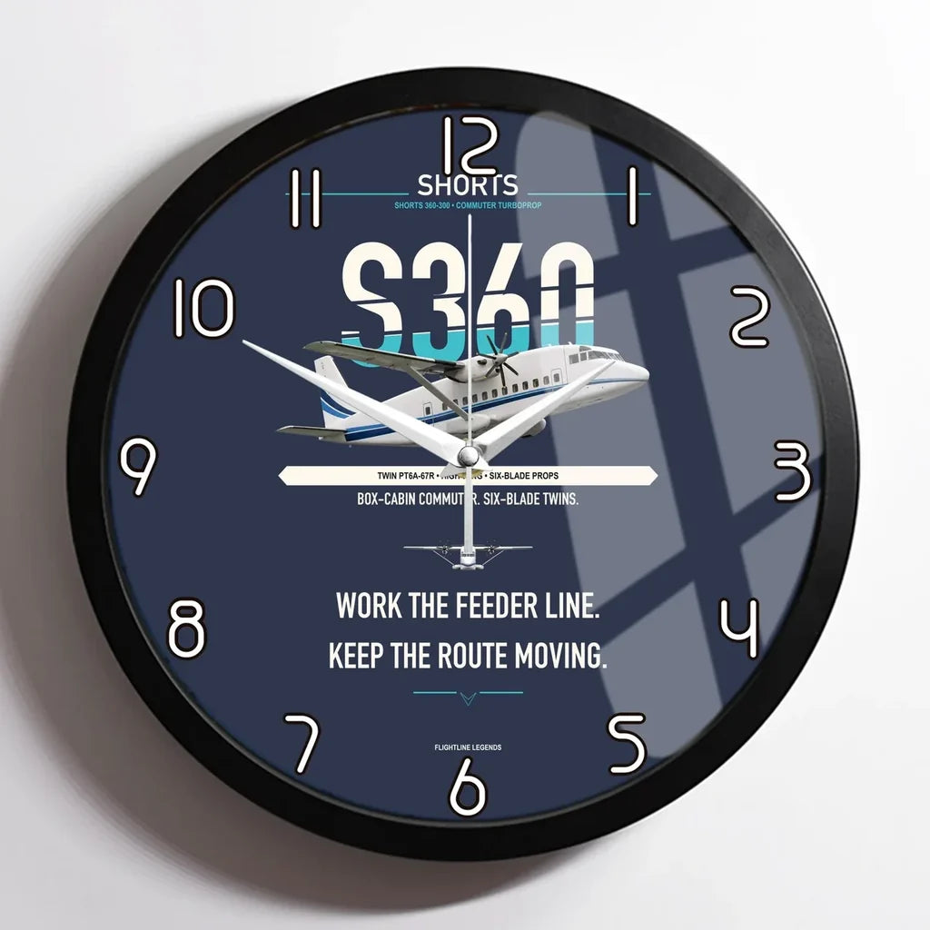Shorts 360-300 design on navy blue framed wall clock
