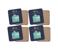 Thumbnail for Augusto C. Sandino International Airport (MGA) design on navy blue 4 pieces set coaster