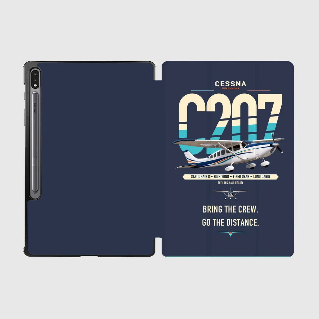 Cessna T207A Stationair 8 design on navy blue samsung tablet tablet case