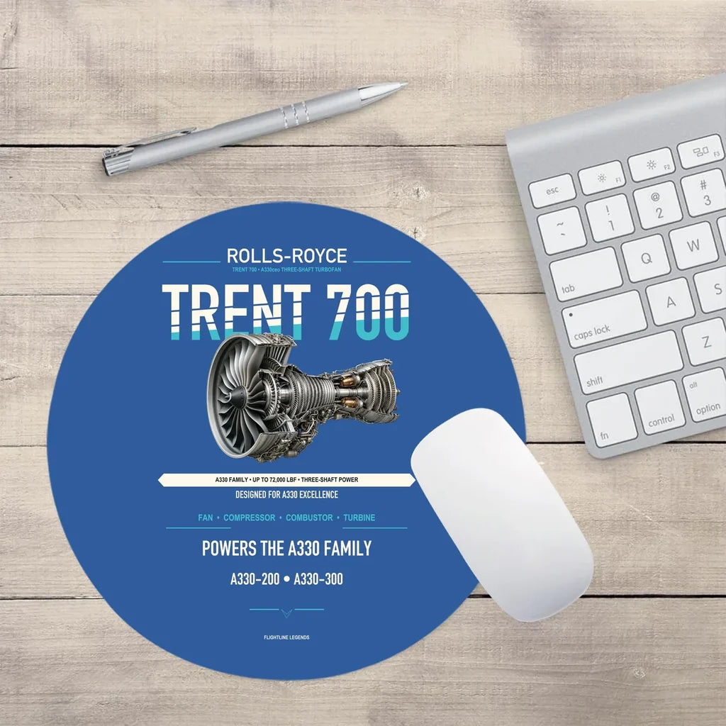 TRENT 700 design on blue round mouse pad