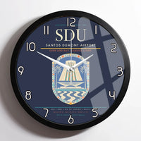 Thumbnail for Santos Dumont Airport (SDU) design on navy blue framed wall clock