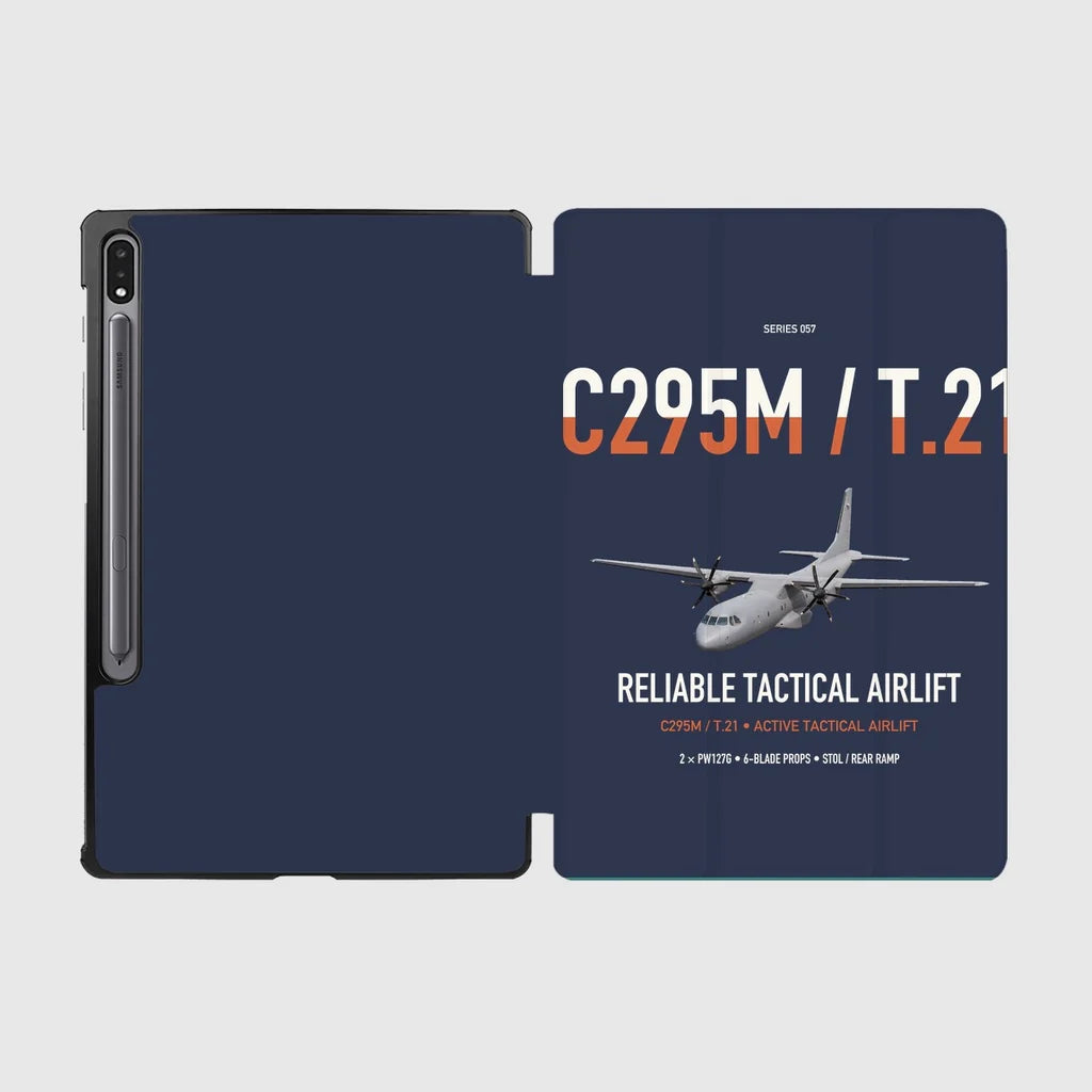 Airbus C295M T.21 design on navy blue samsung tablet tablet case